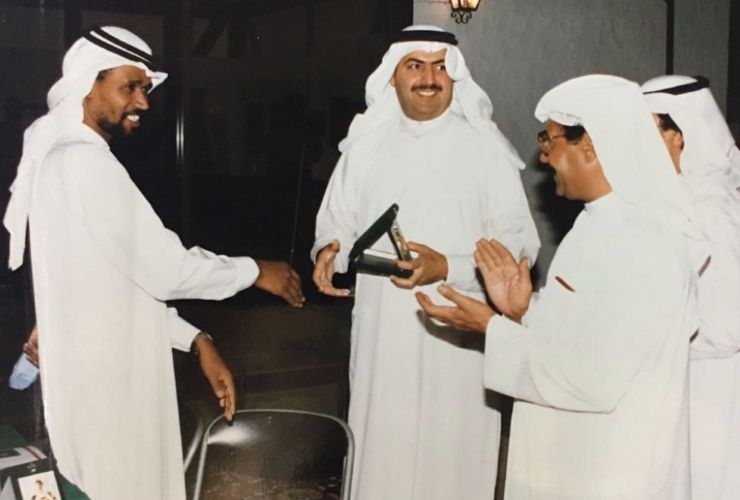 Abdulraheem Salim (left) at the Emirates Fine Arts Society