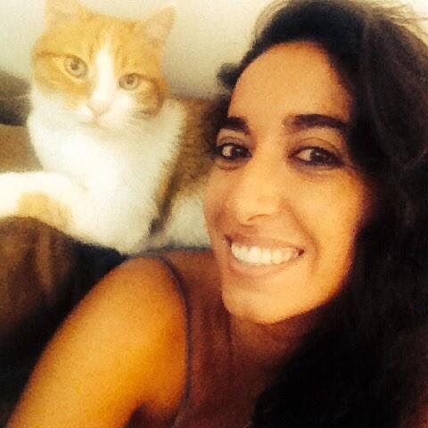 Jenan Moussa with her cat