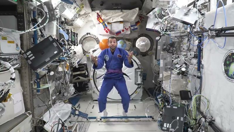 Sultan Al Neyadi in his Jiu-Jitsu training uniform at the ISS