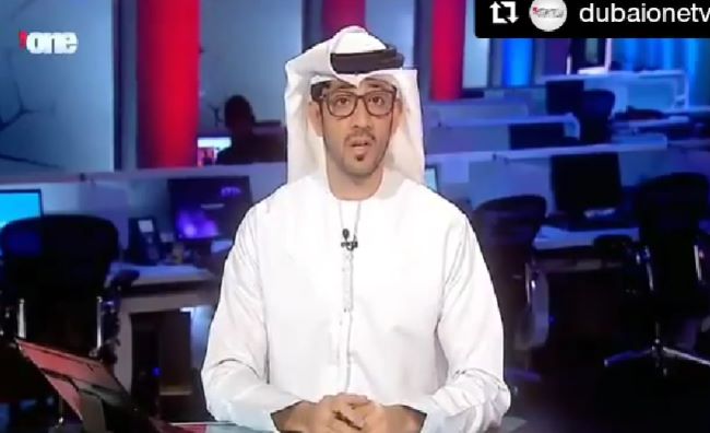 Yunus Saif presenting news on Dubai One