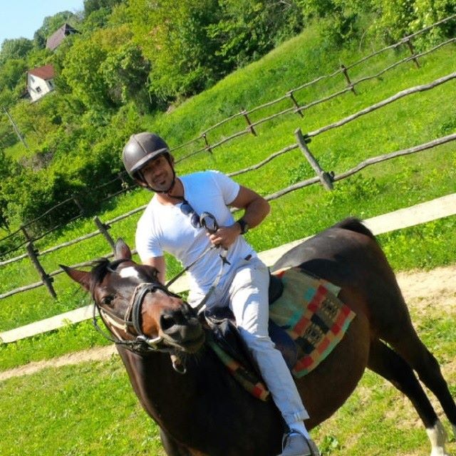 Yunus Saif sitting on a horse