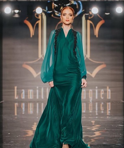 A model wearing a dress from Lamitta Frangieh Fashion brand