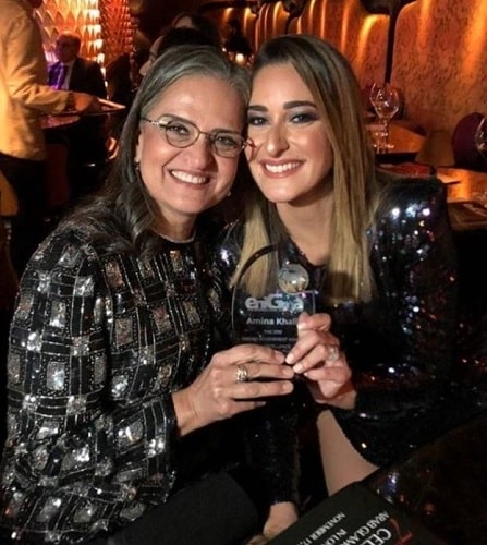 Amina Khalil with her mother