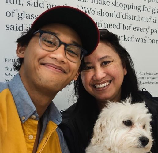 Josh Dela Cruz with his mother