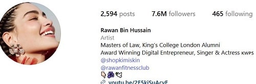 Rawan Bin Hussain's Instagram account