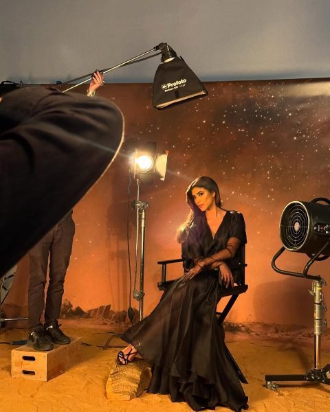 Laila Abdallah as a model during a photoshoot