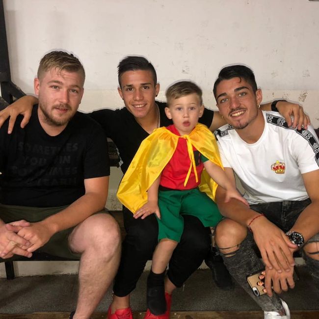 Matías Palacios with his brothers, Julián Palacios (centre) and Leo Palacios along with his nephew