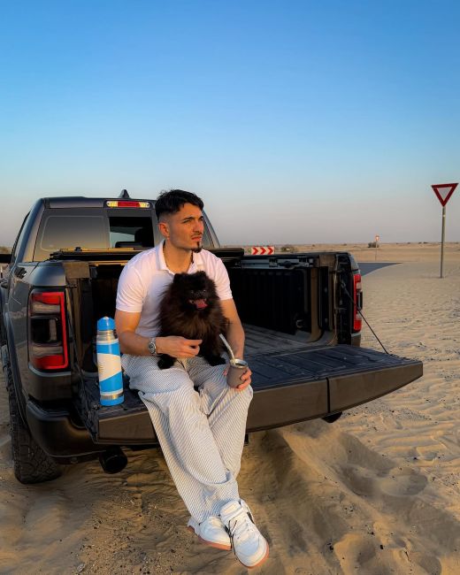 Matías Palacios with his dog
