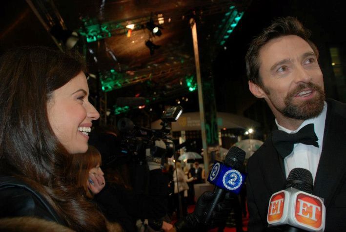 Raya Abirached during an interview with Hugh Jackman for the programme Scoop With Raya