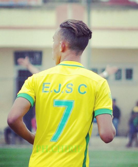 Soufiane Rahimi wearing jersey number 7, representing EJS Casablanca