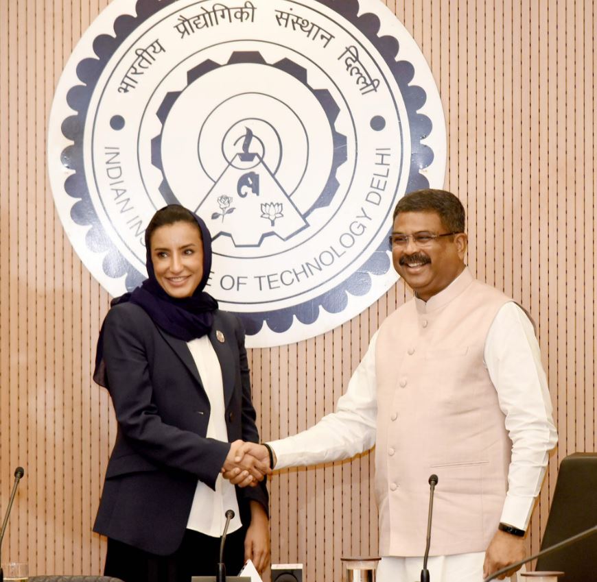 Sara Musallam during her meet with Indian Education Minister, Shri Dharmendra Pradhan at the inauguration of Future Changemakers Summer Bootcamp, in New Delhi